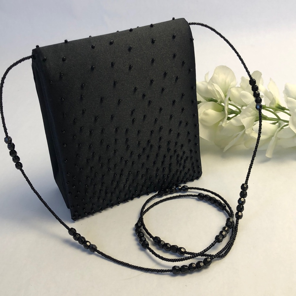 Jessica McClintock Black Bag Beaded Front …